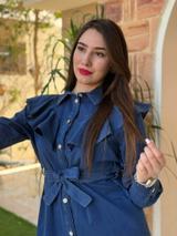 Ensemble bleu à ceinture